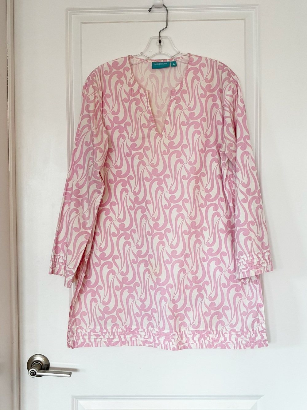 Needham Lane Pink & White 100% cotton Swim Cover-Up – Size Large